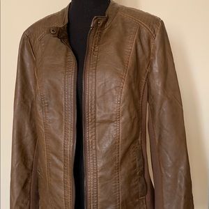 Sebby Collection Brown Faux Letter Jacket